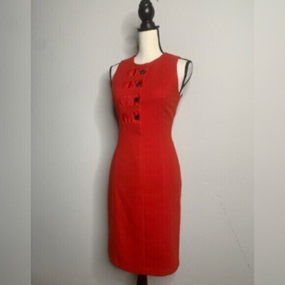 J. McLaughlin Orange Sleeveless Vintage Button Sheath Dress - Picture 5 of 14